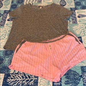 Victoria’s Secret Pink Grey Stripe pajama set